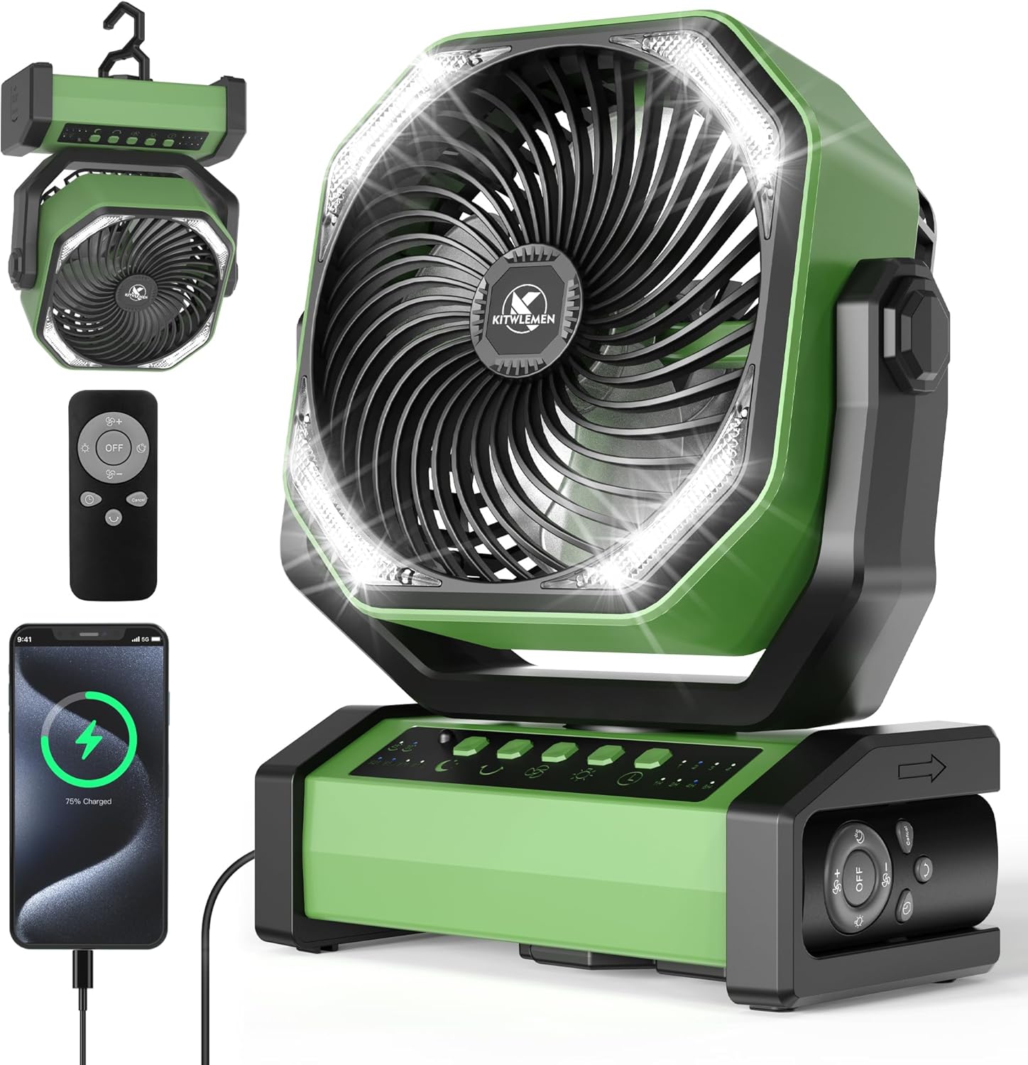 Power Outage Light - Rechargeable Camping Fan with LED Light,