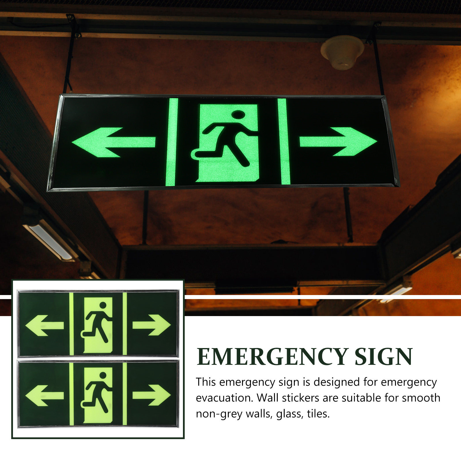 2Pcs Glow Exit Sticker Premium - Emergency Exit Sign recensie en prijs