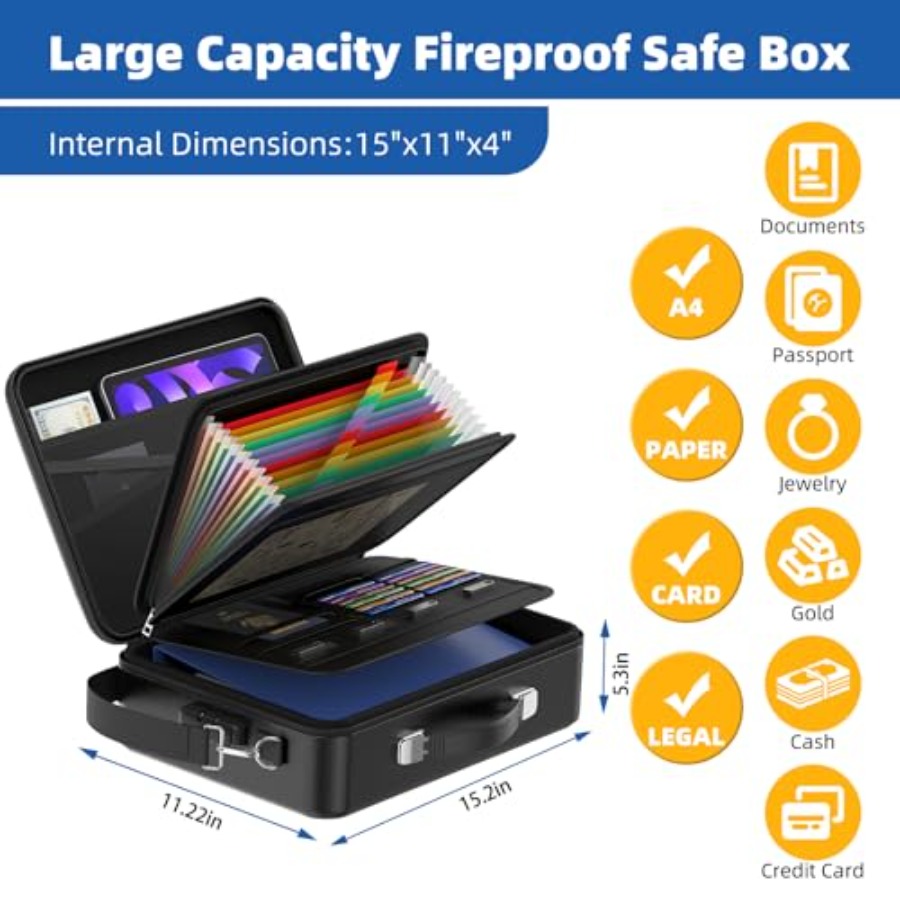 Fireproof Document Box with Lo - Fire Safe Document recensie en prijs
