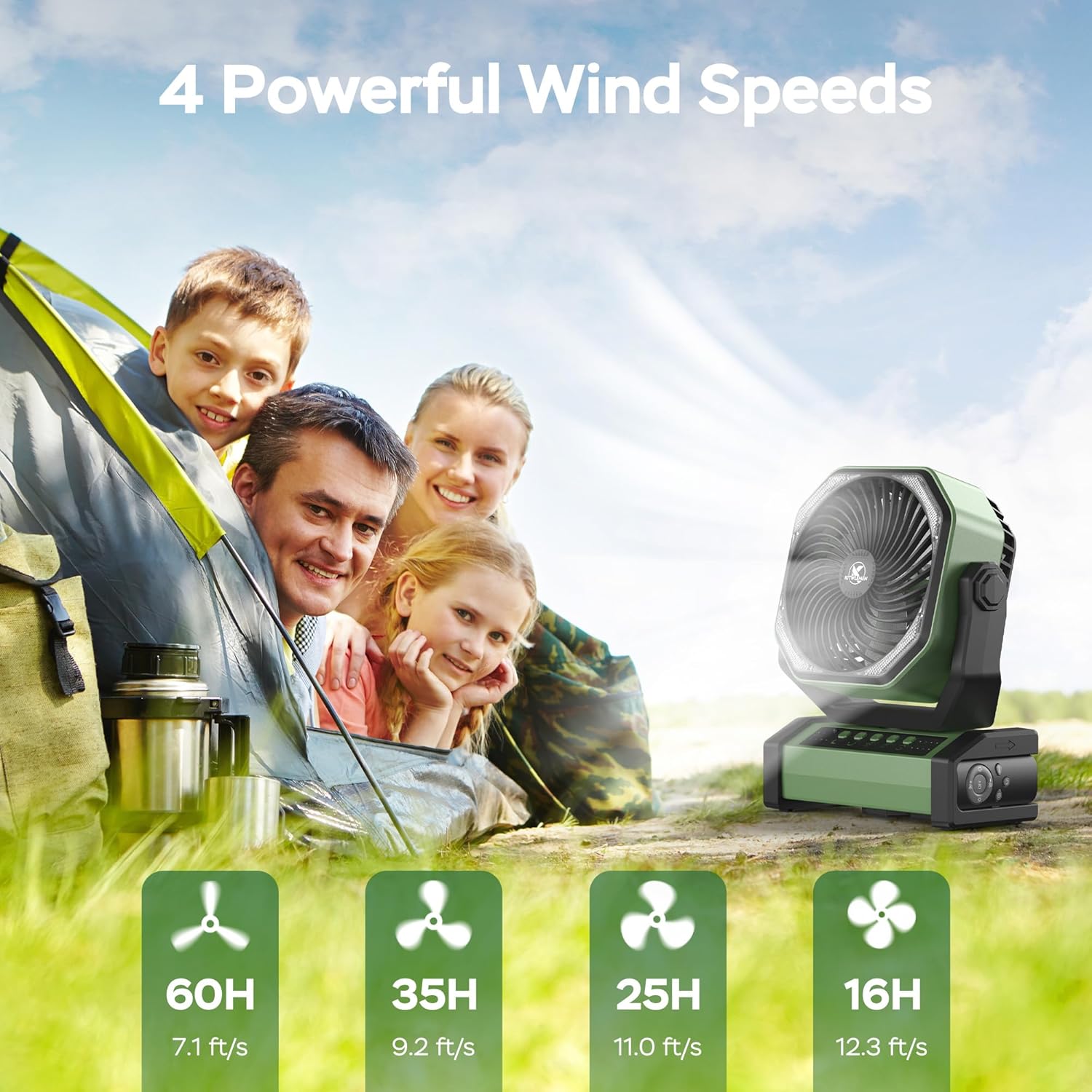 Rechargeable Camping Fan with  - Power Outage Light recensie en prijs